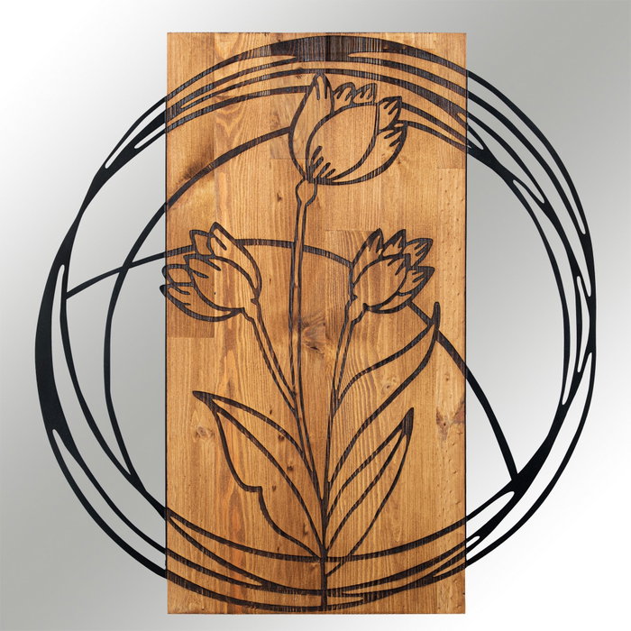 Wallity Tulip Accesorio decorativo de pared Negro y Nogal